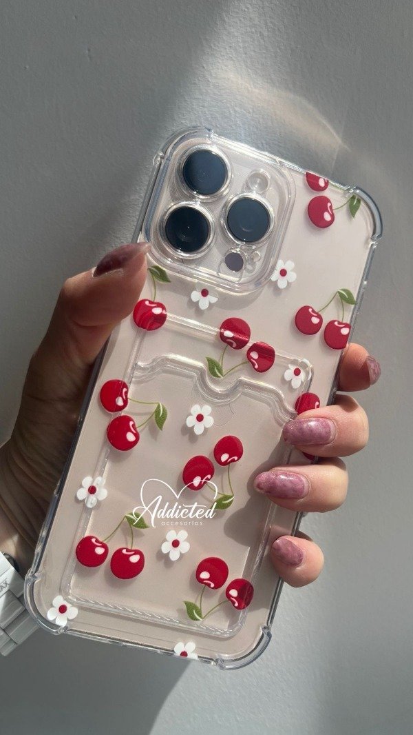 Producto - Case antishock bolsillo diseño cerezas