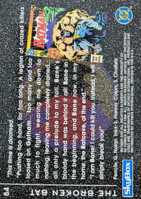 Producto - 1994 SkyBox Batman: Saga of the Dark Knight  #84 - Knightfall, The Broken Bat - 1