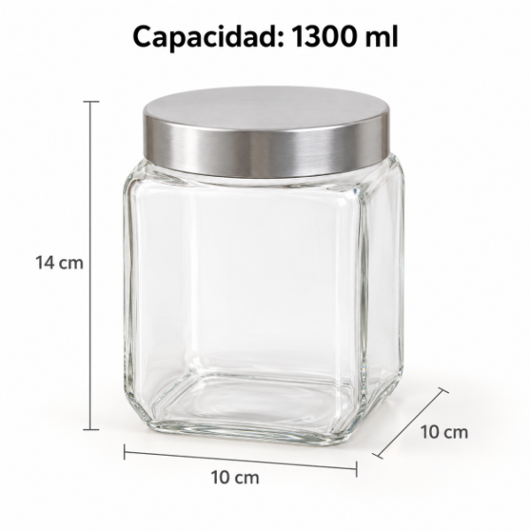 Producto - FRASCO DE VIDRIO CON TAPA METALICA HERMETICO  GRANDE 1300ML - 1