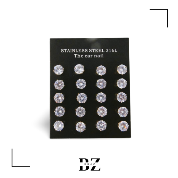 Producto - AROS DE ACERO CON PIEDRA STRASS GR X 12 PARES DORADO 1308-3