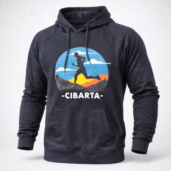 Producto - Canguro CORREDOR Cibarta  NEGRO algodon Rustico logo pecho