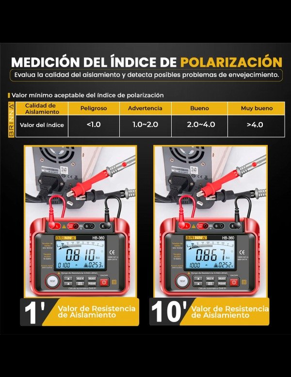 Producto - MEGOHMETRO MEDIDOR AISLACION BRINNA HB-360 - 5