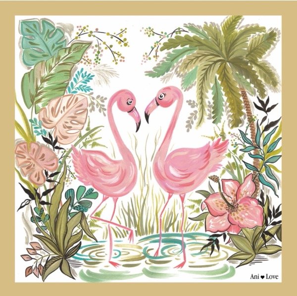 Producto - Pañuelo Flamencos borde oro