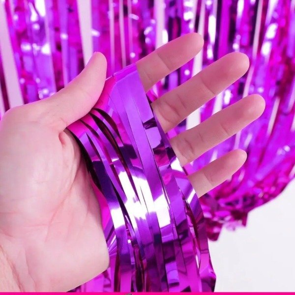 Producto - Cortina lluvia metalizada color fucsia