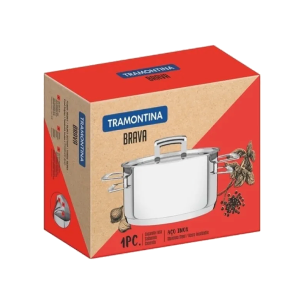 Producto - CACEROLA 24 CM BRAVA TRAMONTINA 4,8 LTS ACERO INOX PLATEADO (cod. 1386)