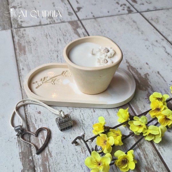 Producto - Set Vela Maceta + Bandeja Flores + Apagavelas