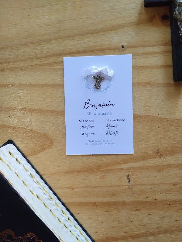 Producto - Tarjetas de bautismo con dije