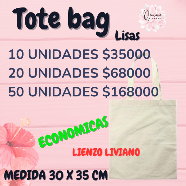 Producto - 50 TOTE BAG ECONOMICA LIENZO LIVIANO 30X35 - 3