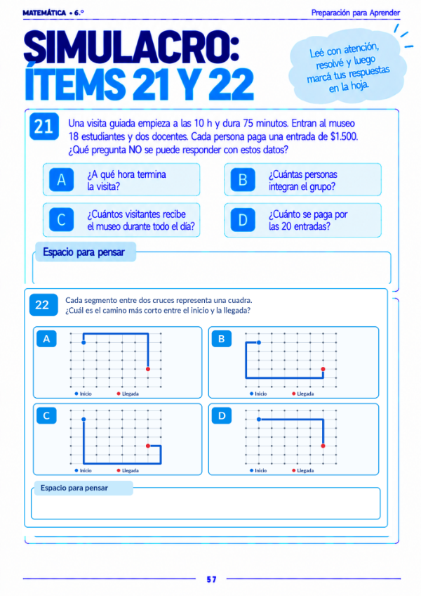 Producto - Matemática 6to grado: Preparación Prueba Aprender - 18