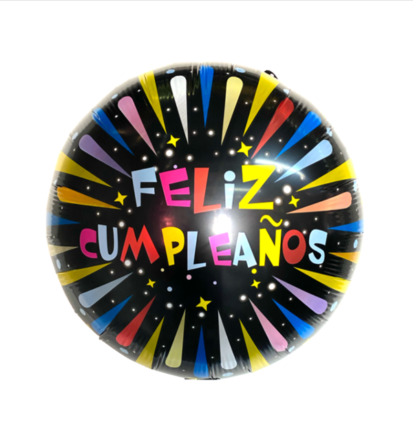 Producto - Globo 45 cm o 18" Feliz Cumpleaños negro destellos
