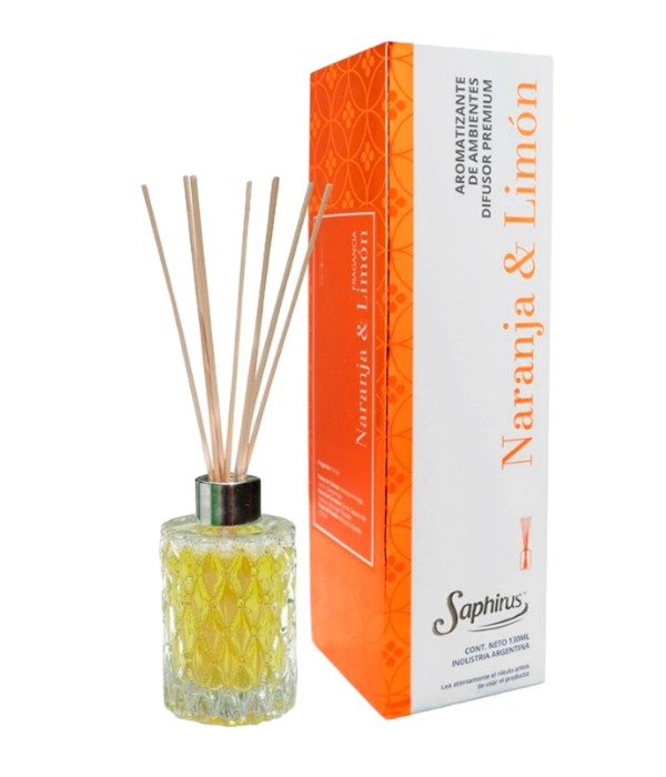 Producto - Difusor De Ambientes Saphirus Premium 130Ml - Naranja y Limón