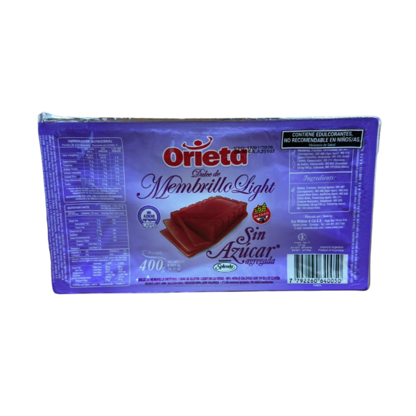 Producto - Dulce de membrillo Orieta sin azucar 400g