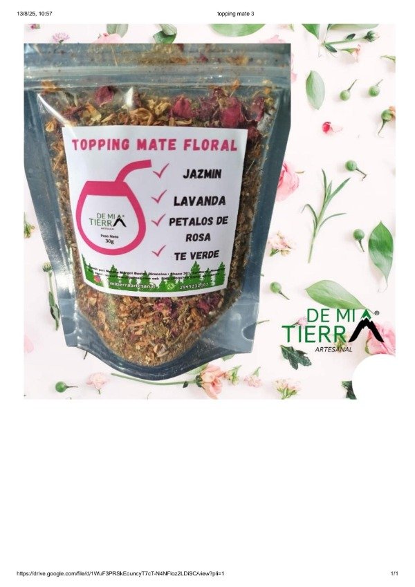 Producto - TOPPING MATE FLORAL  - JAZMIN, LAVANDA, PETALOS DE ROSA, Y TE VERDE - 30G