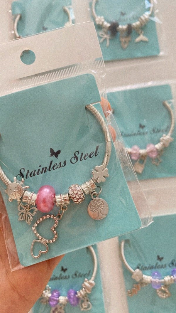 Producto - Pulsera simil Pandora. ACERO. Rosado