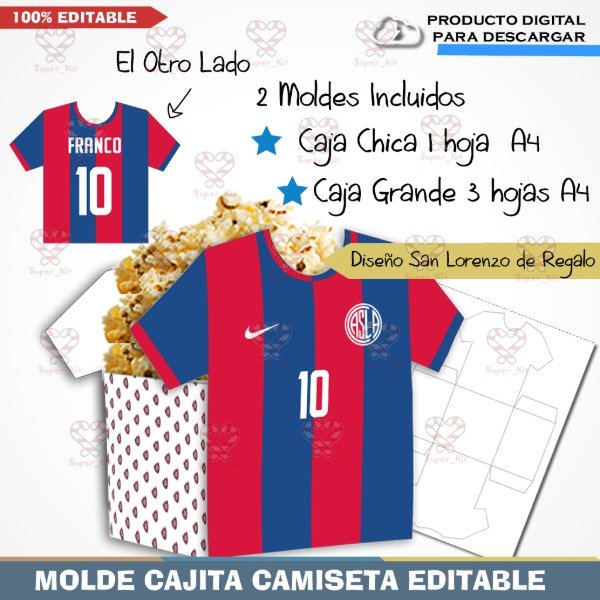 Producto - Plantilla Editable Caja Camiseta + San Lorenzo