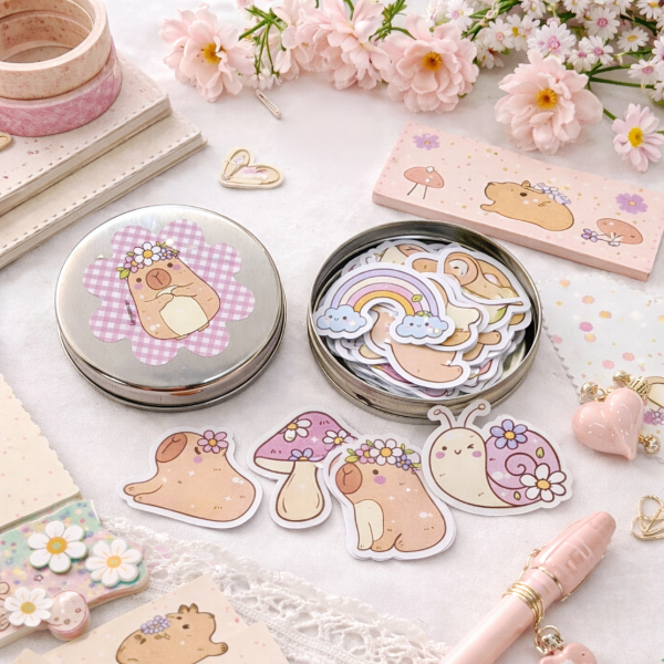 Producto - Lata de stickers Capybara Grande