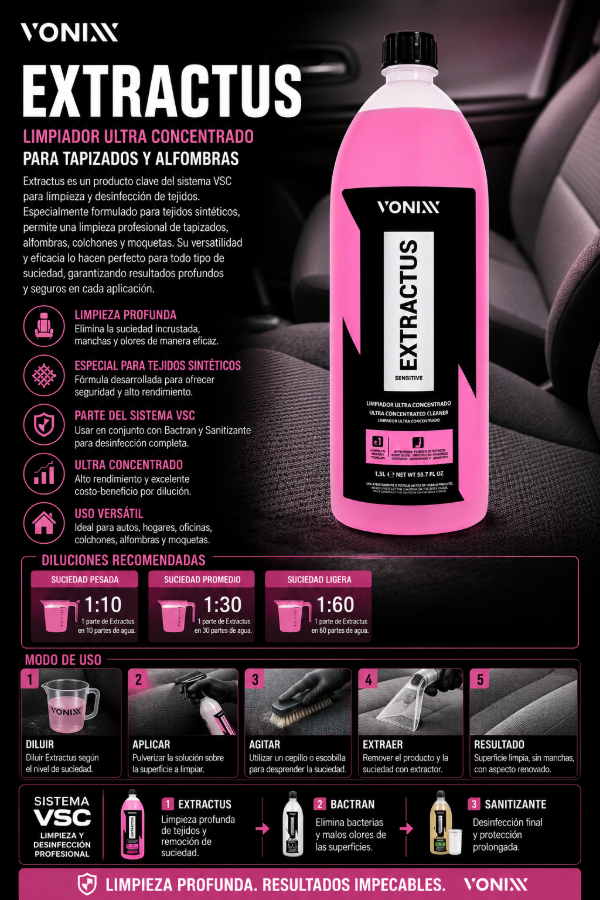 Producto - Vonixx Extractus 1.5L Limpiador de Tapizados y Tejidos Sistema VSC