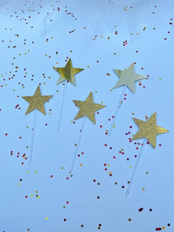 Producto - CAKE TOPPER ESTRELLAS DORADAS X 10