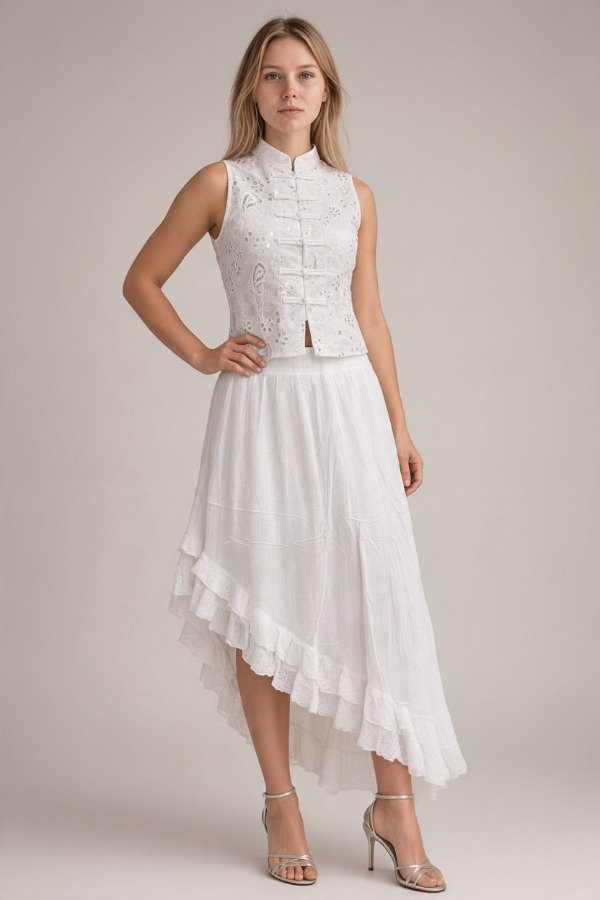 Producto - POLLERA DIAGONAL BRODERI A044 - 0