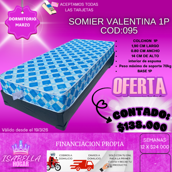 Producto - SOMIER VALENTINA 1P COD 095