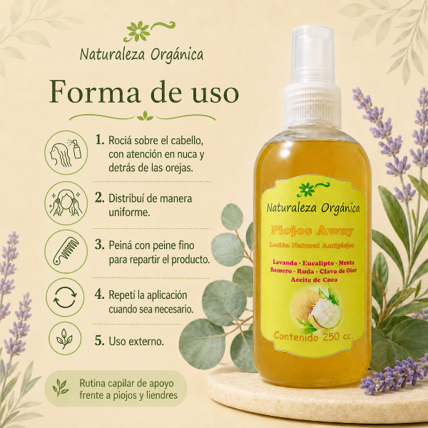 Producto - Loción Antipiojos Natural para Niños - PiojosAway Tratamiento Capilar - 3