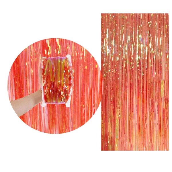 Producto - Cortina lluvia iridiscente color rojo