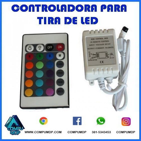 Producto - CONTROLADORA PARA TIRA DE LED RGB CON CONTROL REMOTO SIN FUENTE