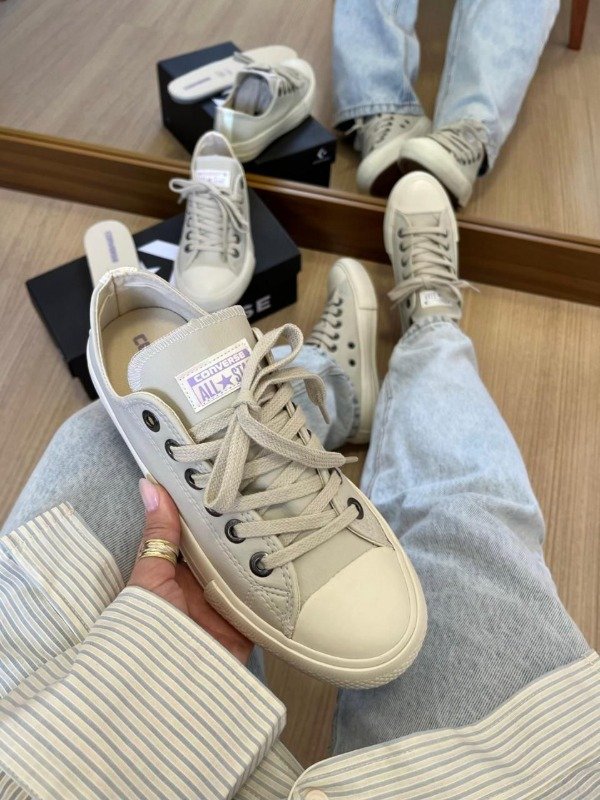 Producto - S12 Converse All start Gris cuero Premium  Horma grande 34 35 36 38