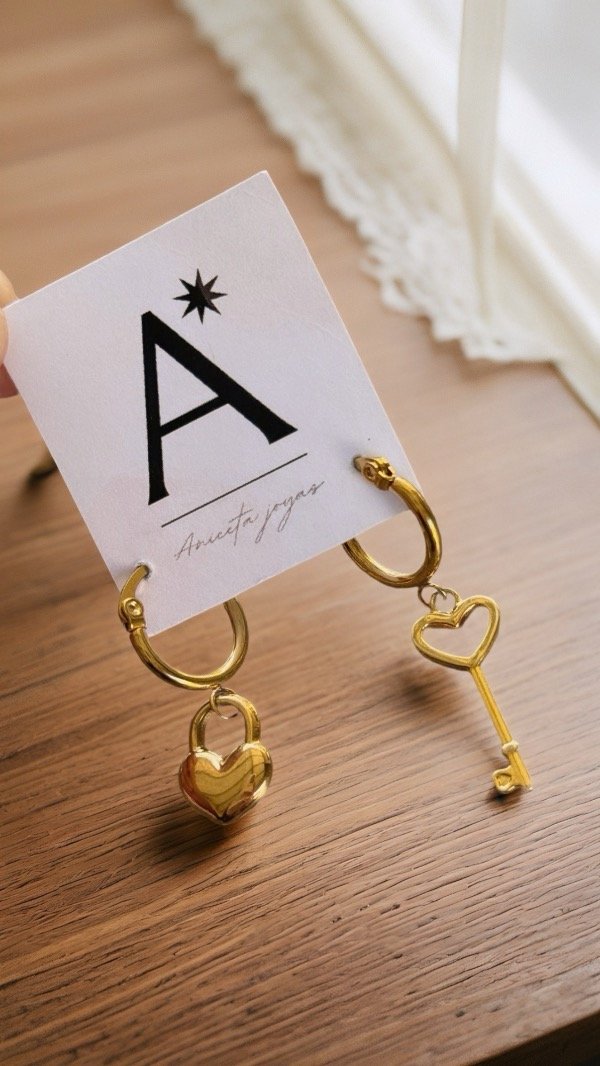 Producto - Aritos colgantes ACERO DORADO 15mm AA103