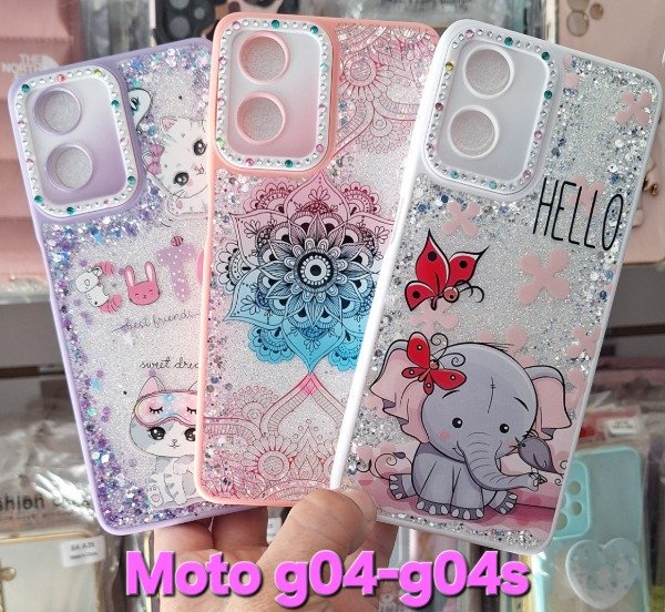 Producto - Fundas brillo reforzadas con strass. Moto g04-g04s