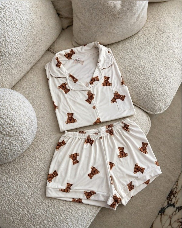 Producto - Pijama camisero corto - Blanco Teddy - 0