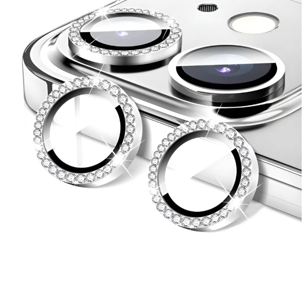 Producto - Protector de Cámara para IPhone 11 / 12  / 12 Mini - con Strass Plateado