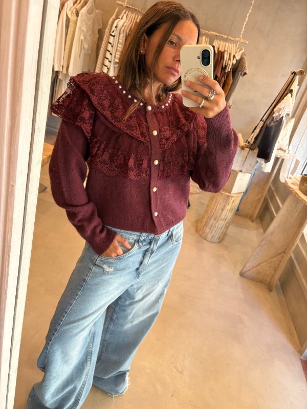 Producto - Cárdigan Volados Tinto