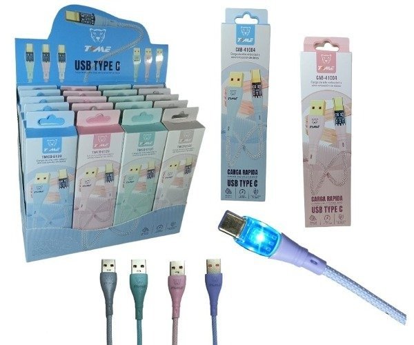 Producto - Cable Tipo C Time tmcb-41004 con luz Exhibidor X 20 unidades