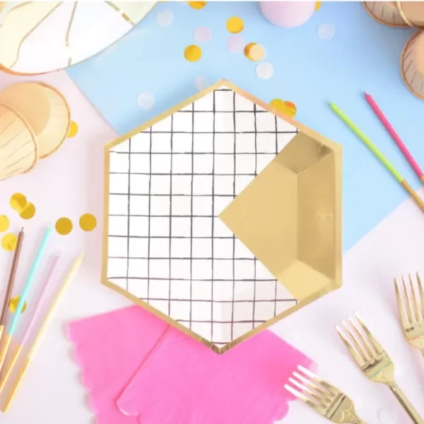 Producto - PLATO PARIS  OCTAGONAL DORADO