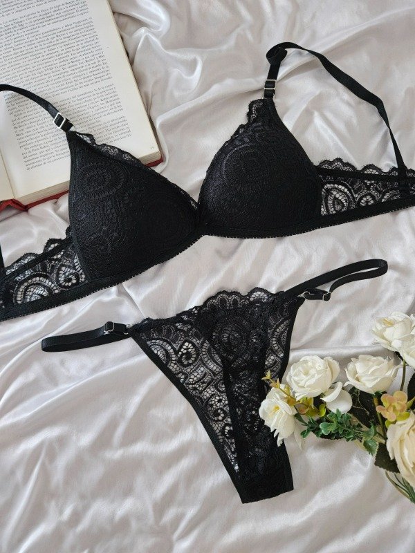Producto - CONJUNTO DE ENCAJE TAZA SOFT NEGRO (A12 A)