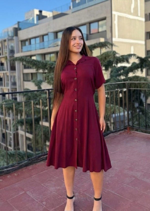 Vestido Camisero Bordó T5