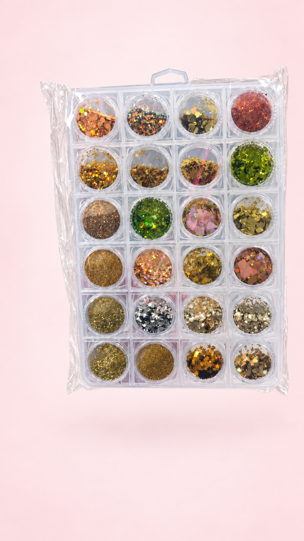 Producto - SET 24 BRILLOS/GLITTER  DECORACION 160GR X CAJA 7A7 - 0