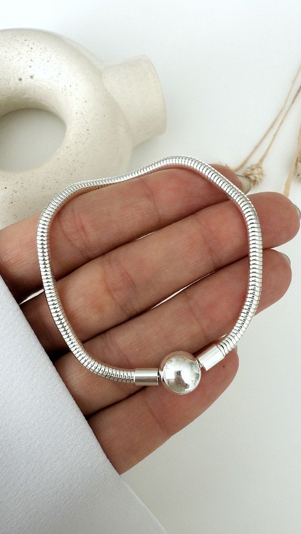 Producto - Pulsera Pandy cierre circ liso 18cm ACERO BLANCO