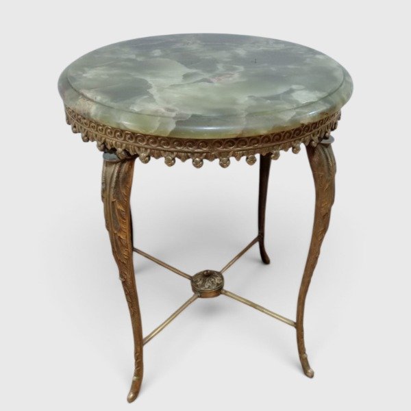Producto - Mesa auxiliar circular de mármol y bronce cincelado - 0