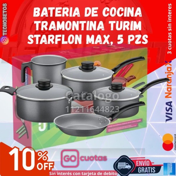 Producto - BATERIA DE COCINA TRAMONTINA TURIM STARFLON MAX 5PZS