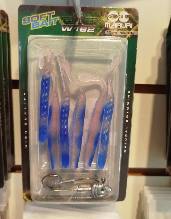 Producto - KIT SEÑUELOS MARURI W182 CON 2 ANZUELOS LASTRADOS 15/18 GRAMOS CELESTE Y ROSA