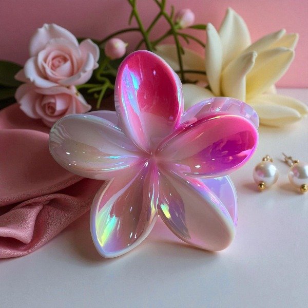 Producto - Broche Hawaiana Copo Fucsia Rosa