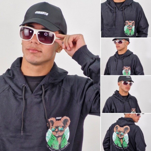 Producto - Canguro KOALA Cibarta NEGRO algodon Rustico logo pecho