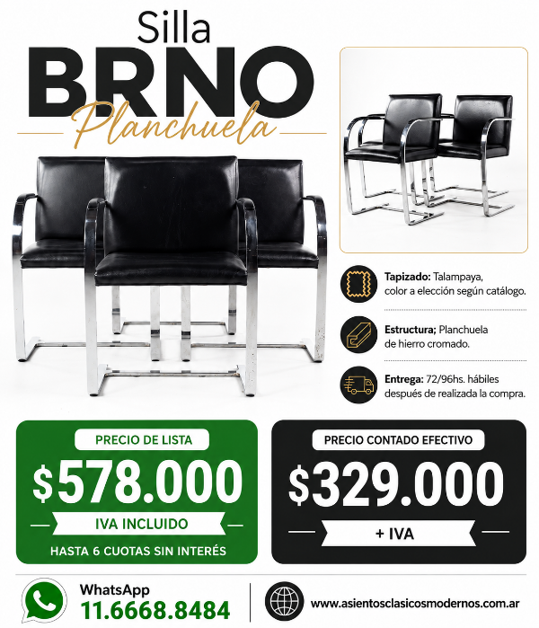 Producto - Silla Sillón BRNO, Planchuela Cromada, Talampaya Negro ENTREGA INMEDIATA!!