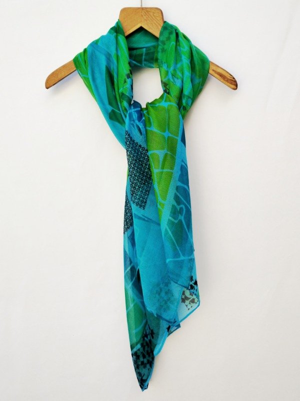 Producto - Pañuelo Mega -turquesa estampa collage-