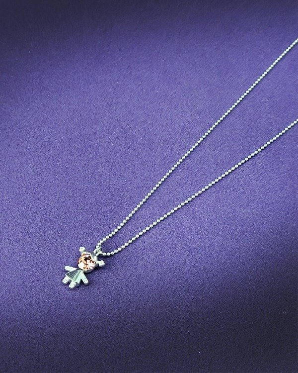 Producto - Conjunto Plata 925 - Cadena Mini bolitas + Dije Nena Cristal Facetado - CO 740 - 0