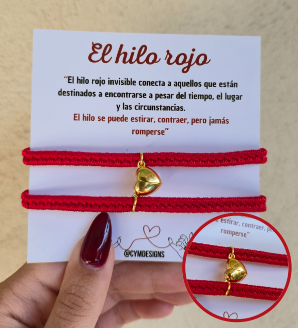 Producto - Pulseras hilo rojo para compartir con IMAN corazon D