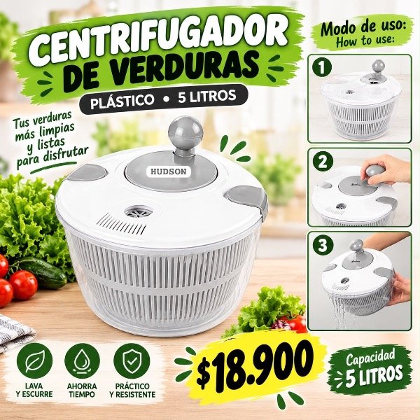 Producto - Centrifugador plástico de verdura 5lts - 0