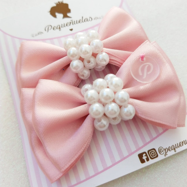 Moños Maia en par rosa envejecido — imagen 2